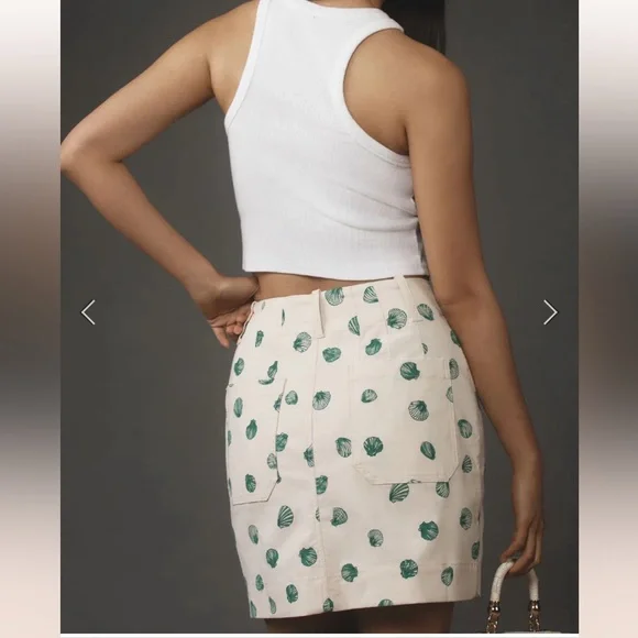 Anthropologie Maeve Colette Skirt Mini Edition Size S Seashell Print EUC - Picture 3 of 14